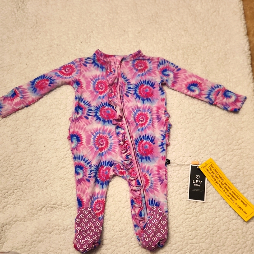 Lev Baby Pink and Blue Tie-Dye One Piece